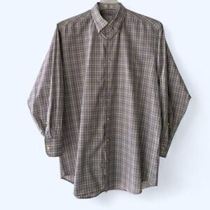 Peter Millar Plaid Button Down Shirt Long Sleeve Men's Large‎ Cotton Casual
